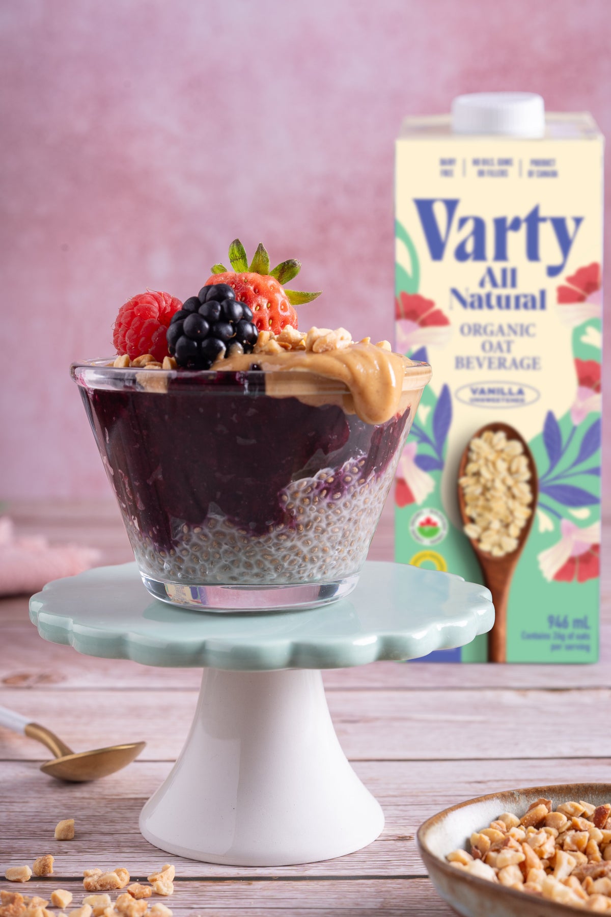 Pb&J Chia Cup with Vanilla Milk