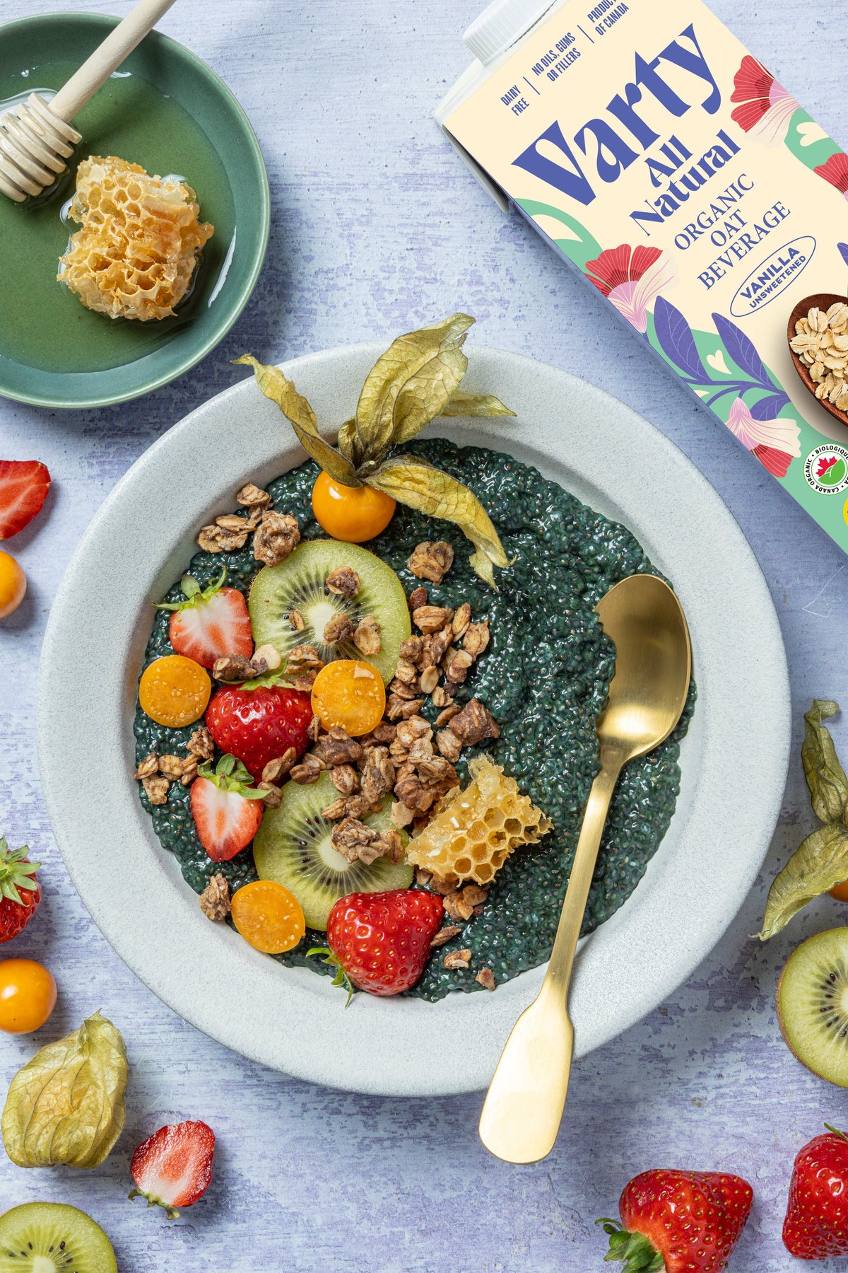 Green Spirulina Chia Bowl with Vanilla Oat Milk
