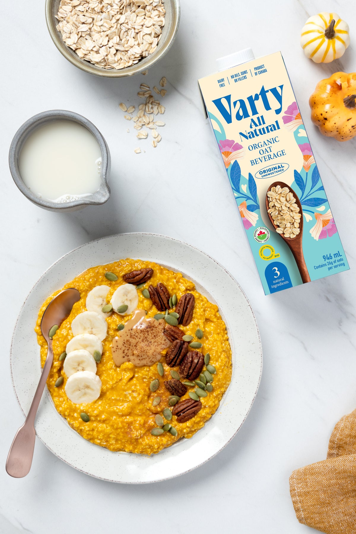 Overnight Pumpkin Spice Oats with Oat Milk