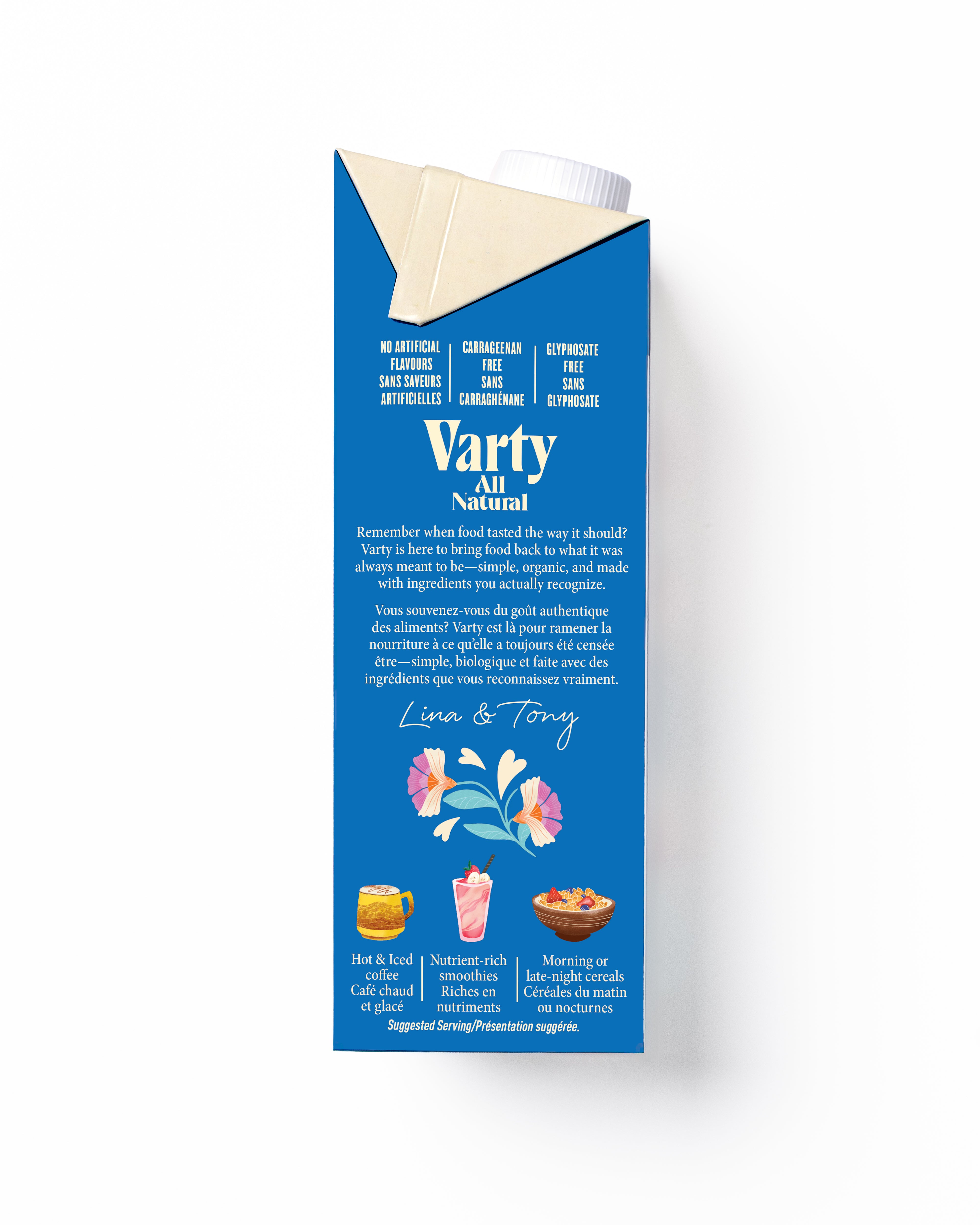 Varty Original organic oat beverage, nutrition facts side